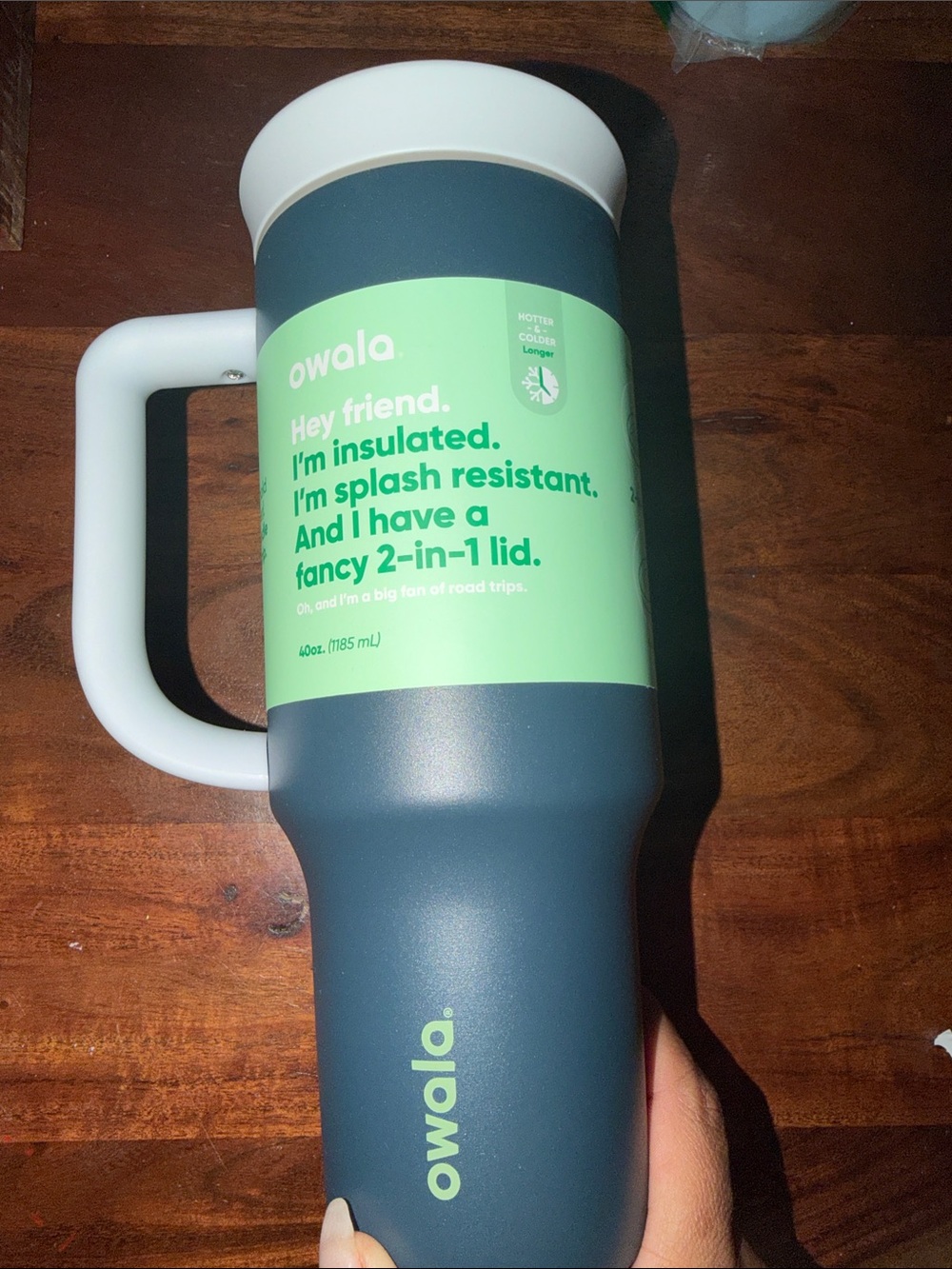 NEW Owala 40oz 2 in 1 Lid Insulated Travel Mug with Handle in Navy Nights